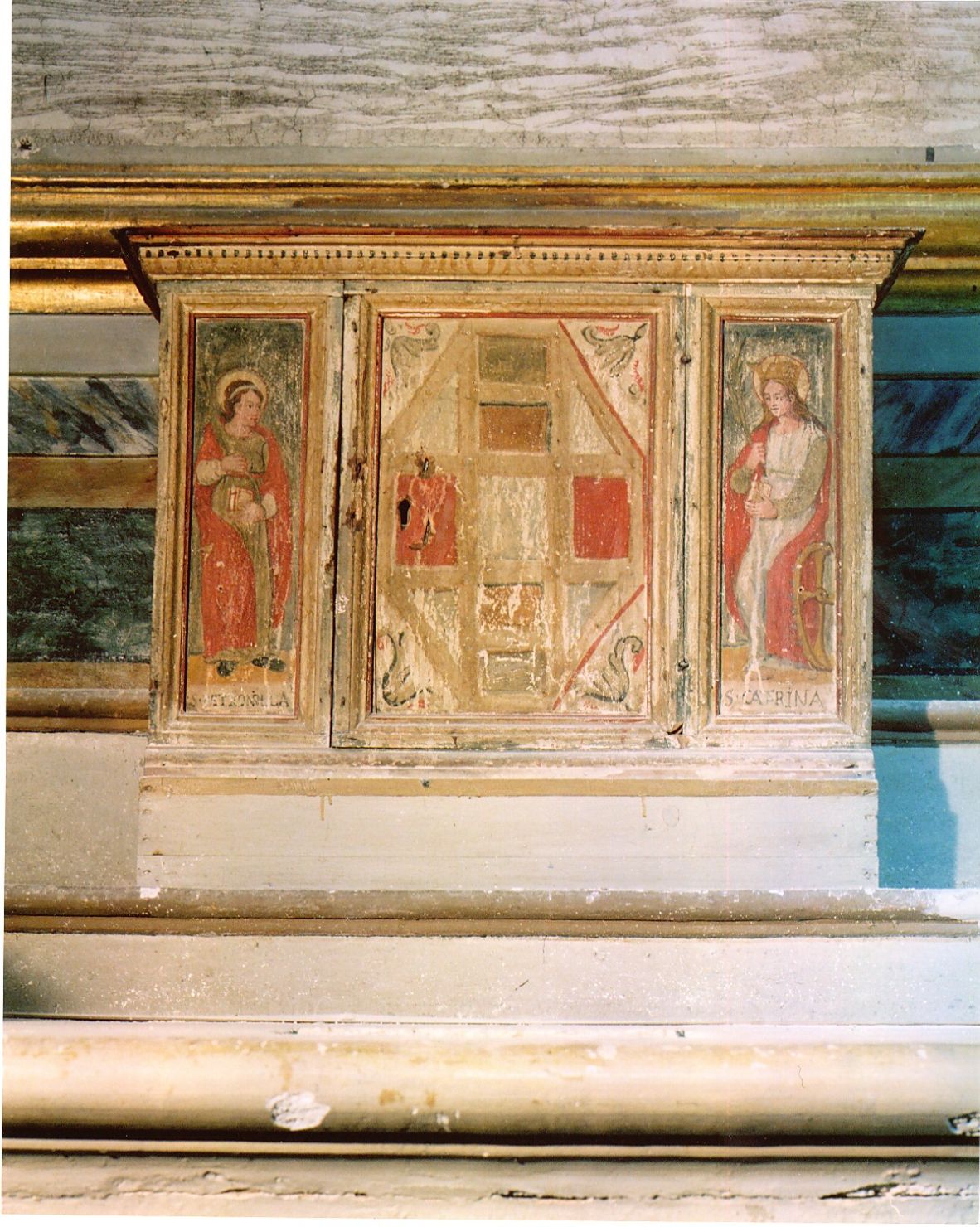 Santa Caterina d'Alessandria e Santa Petronilla (tabernacolo, opera isolata) - manifattura Italia centro-meridionale (secc. XVII/ XVIII)