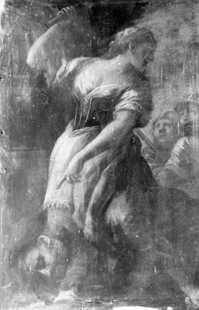 GIUDITTA CON LA TESTA DI OLOFERNE (dipinto) - ambito abruzzese (prima metà sec. XVII)