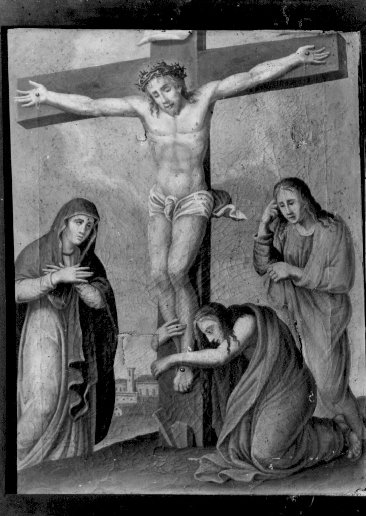 stazione XII: Gesù innalzato e morto in croce (dipinto, serie) di De Benedictis Francesco Maria (sec. XIX)