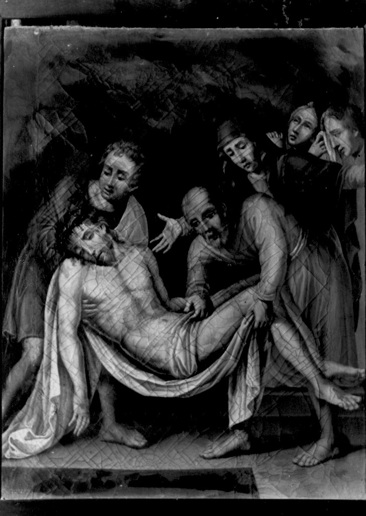 stazione XIV: Gesù deposto nel sepolcro (dipinto, serie) di De Benedictis Francesco Maria (sec. XIX)