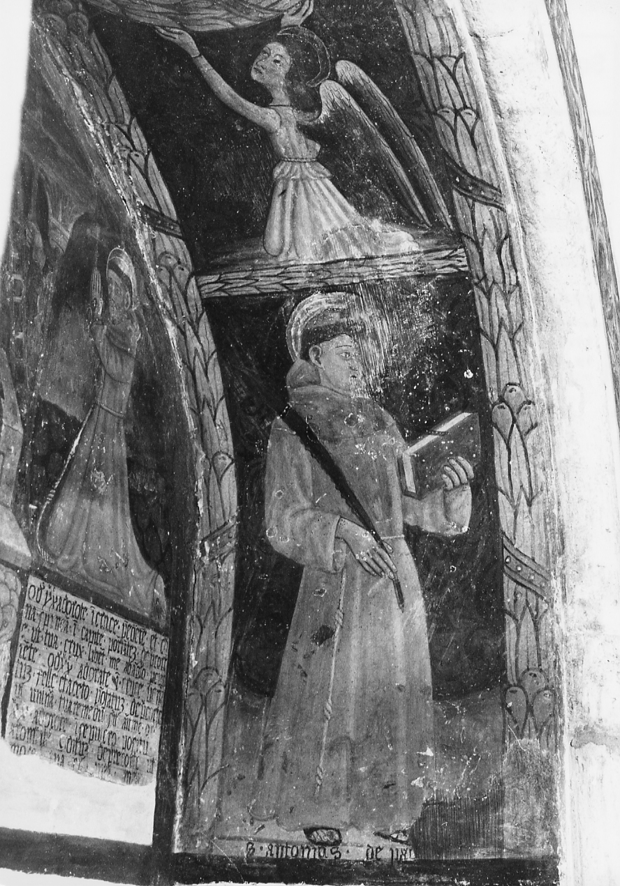 DIO PADRE TRA ANGELI, SAN GIOVANNI EVANGELISTA E SANT'ANTONIO DA PADOVA (dipinto) - ambito abruzzese (metà sec. XV)