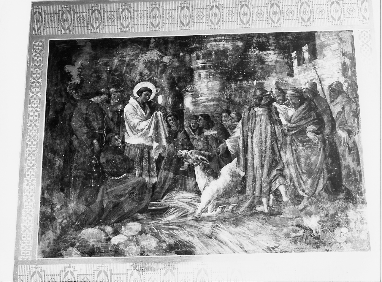 SANT'ANTONIO DA PADOVA E IL MIRACOLO DELL'ASINO (dipinto) di Sforza Ugo (sec. I, sec. XX)