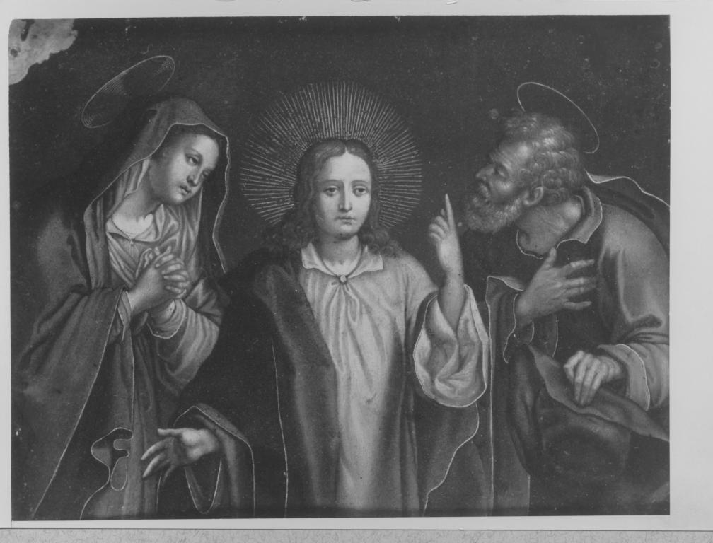 Gesu' tra Maria Vergine e san Giuseppe (dipinto) - ambito Italia meridionale (sec. XVII)