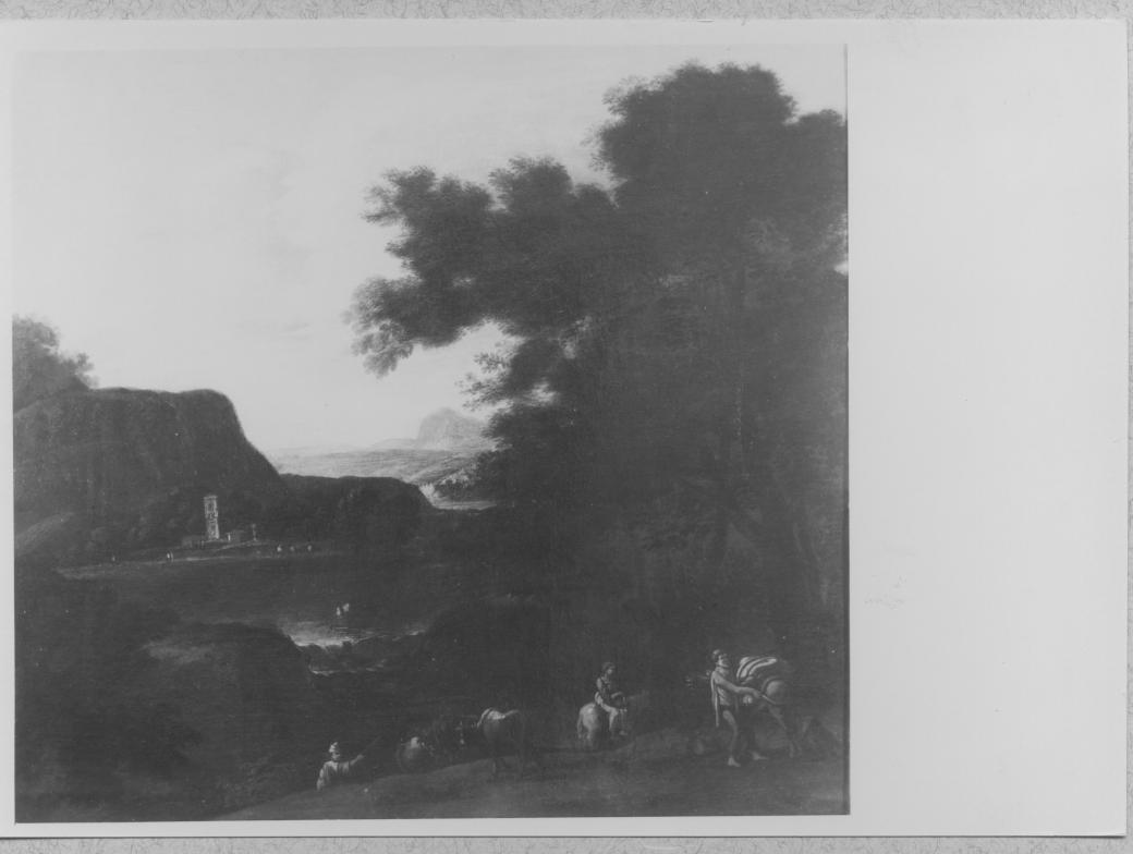 Paesaggio con figure a cavallo (dipinto) - ambito napoletano (prima metà sec. XVIII)