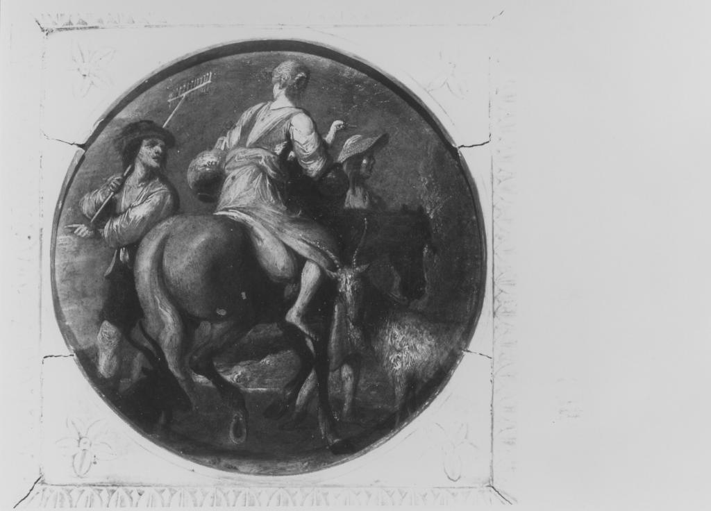 Contadini e donna a cavallo (dipinto) - ambito napoletano (sec. XVIII)