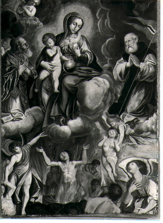 Madonna con Bambino, santi e anime del purgatorio (dipinto) - ambito lucano (prima metà sec. XVII)