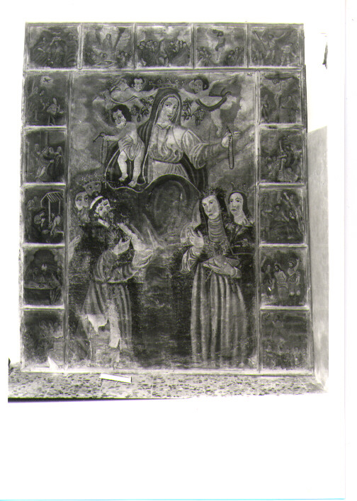 Madonna del Rosario con Santi domenicani e misteri del rosario (dipinto) - ambito Italia meridionale (sec. XVIII)