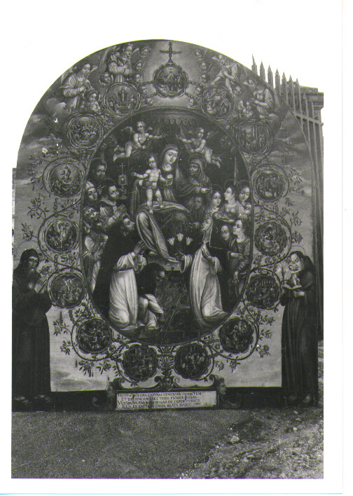 Madonna del Rosario con Santi domenicani e misteri del rosario (dipinto) - ambito lucano (sec. XVII)