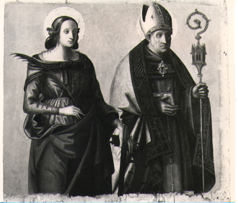 Santa Caterina d'Alessandria e San Bonaventura (dipinto, elemento d'insieme) di Luce Giovanni (sec. XVI)