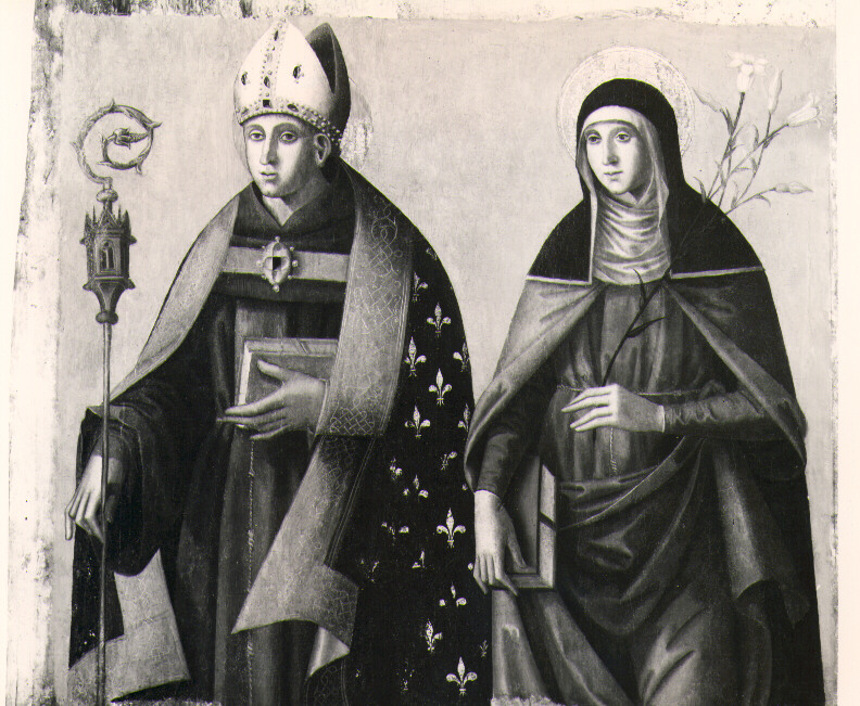 San Ludovico da Tolosa e Santa Chiara (dipinto, elemento d'insieme) di Luce Giovanni (sec. XVI)