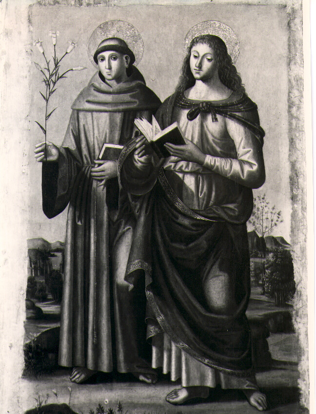 San Giovanni Evangelista e Sant'Antonio (dipinto, elemento d'insieme) di Luce Giovanni (sec. XVI)