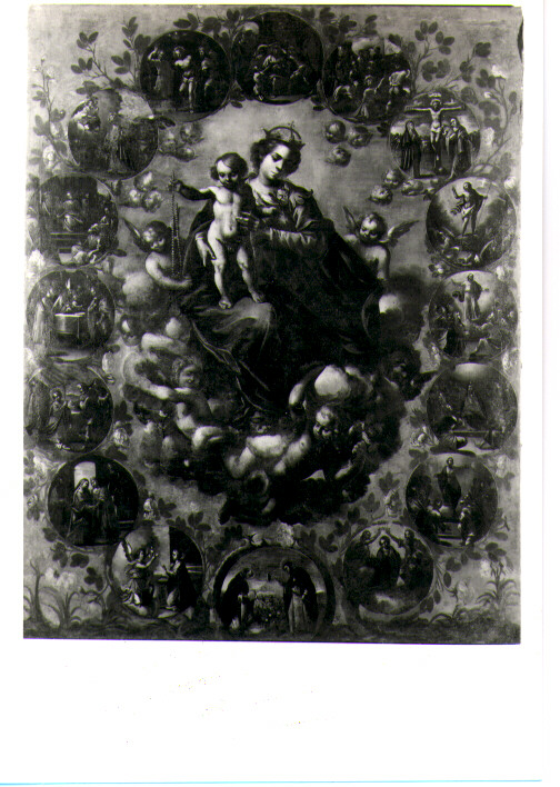 Madonna del Rosario e i Misteri del Rosario, Madonna del Rosario (dipinto) - ambito Italia meridionale (sec. XVII)