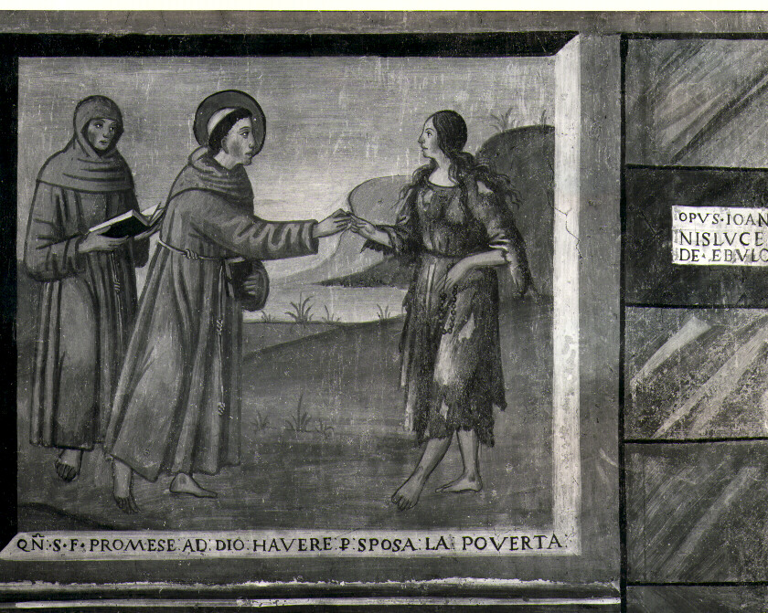 San Francesco prende per sposa la Povertà, episodi della vita di San Francesco d'Assisi (dipinto, elemento d'insieme) di Luce Giovanni (sec. XVI)