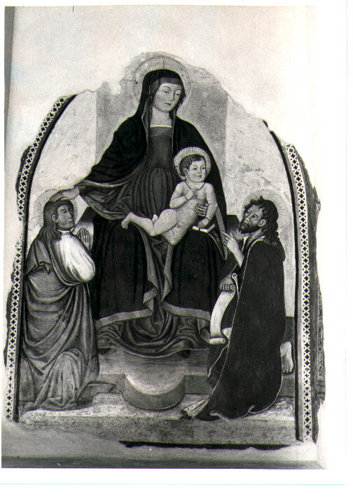 Madonna con Bambino fra San Giovanni Battista e San Giovanni Evangelista, Madonna con Bambino e Santi (dipinto) - ambito umbro-marchigiano (prima metà sec. XVI)
