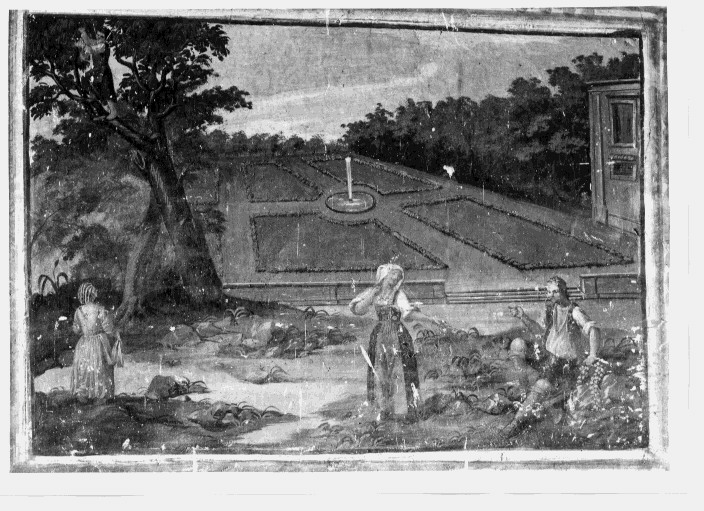scena campestre con figure (dipinto) - ambito lucano (fine/inizio secc. XVIII/ XIX)
