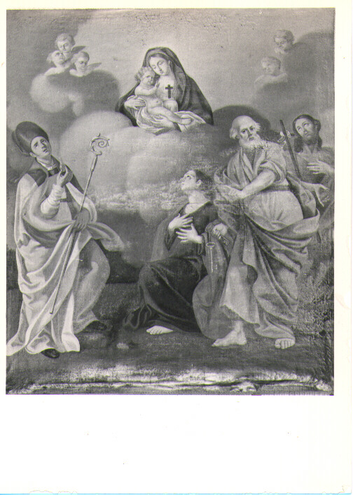 Madonna con Bambino e San Gennaro, San Pietro, San Giovanni Battista e devoto, Madonna con Bambino (dipinto) - ambito lucano (primo quarto sec. XIX)