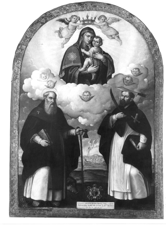 Madonna con Bambino tra angeli e Santi, Madonna con Bambino (dipinto) - ambito Italia meridionale (sec. XVII)