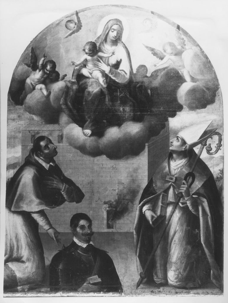 Madonna con Bambino tra San Carlo Borromeo, un Vescovo e il donatore, Madonna con Bambino (dipinto) - ambito napoletano (sec. XVII)