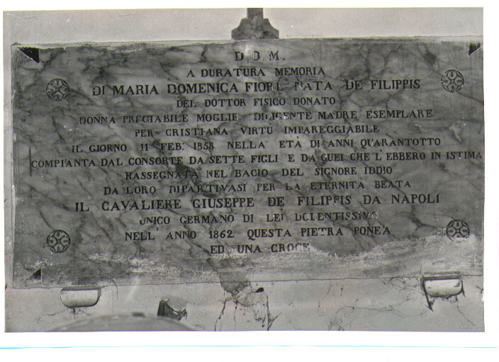 lapide tombale - bottega Italia meridionale (sec. XIX)