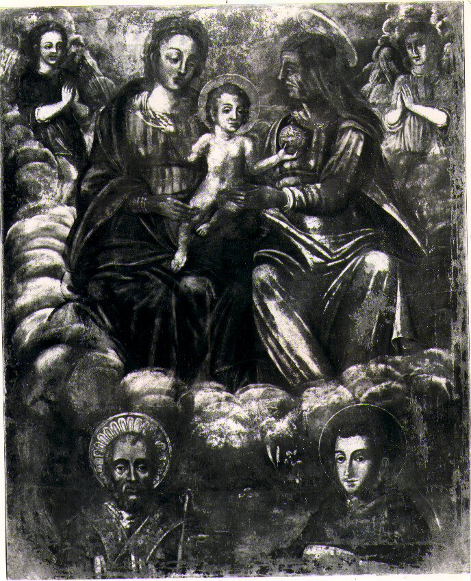 Madonna con Bambino, Sant'Anna e Santi (dipinto) di Giovanni Angelo de Ambrosio da Saponara (attribuito) (prima metà sec. XVII)