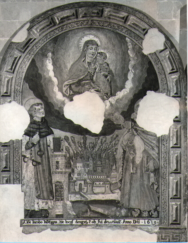 Madonna del Carmelo e Santi (dipinto) di Giovanni Angelo de Ambrosio da Saponara (attribuito) (sec. XVII)