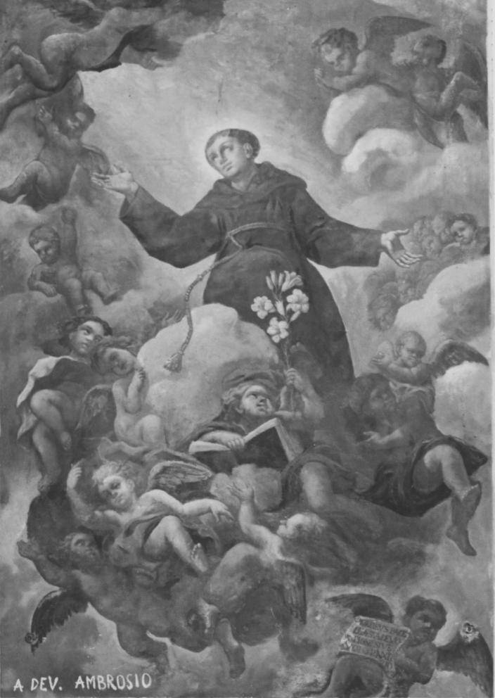 Sant'Antonio in gloria (dipinto) di Pacella Matteo (sec. XVIII)