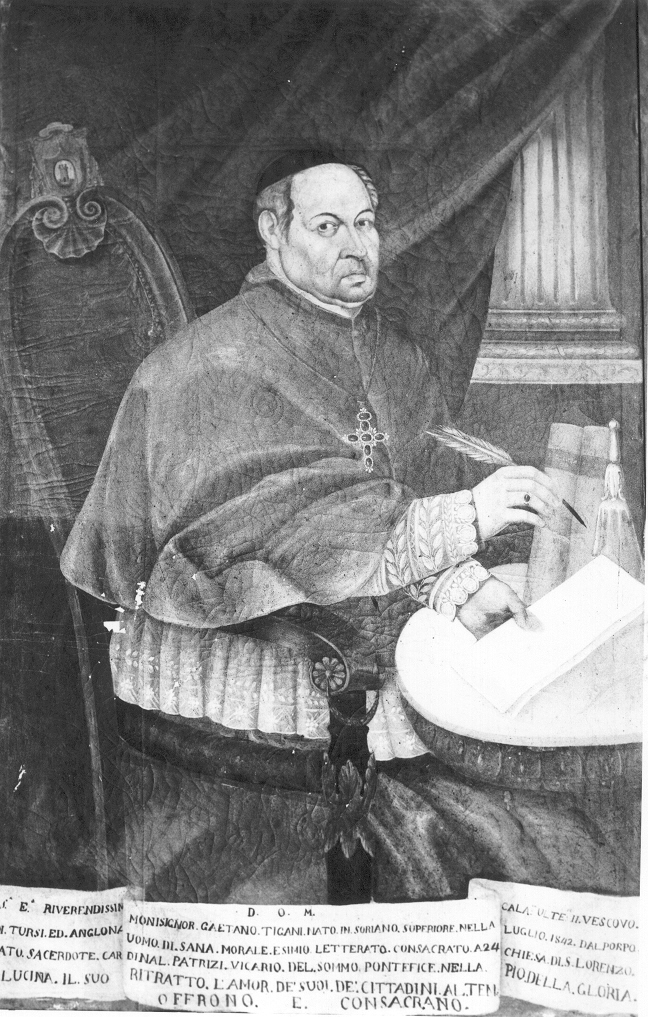 ritratto del vescovo Gaetano Tigani, ritratto di ecclesiastico (dipinto) - ambito Italia meridionale (sec. XIX)