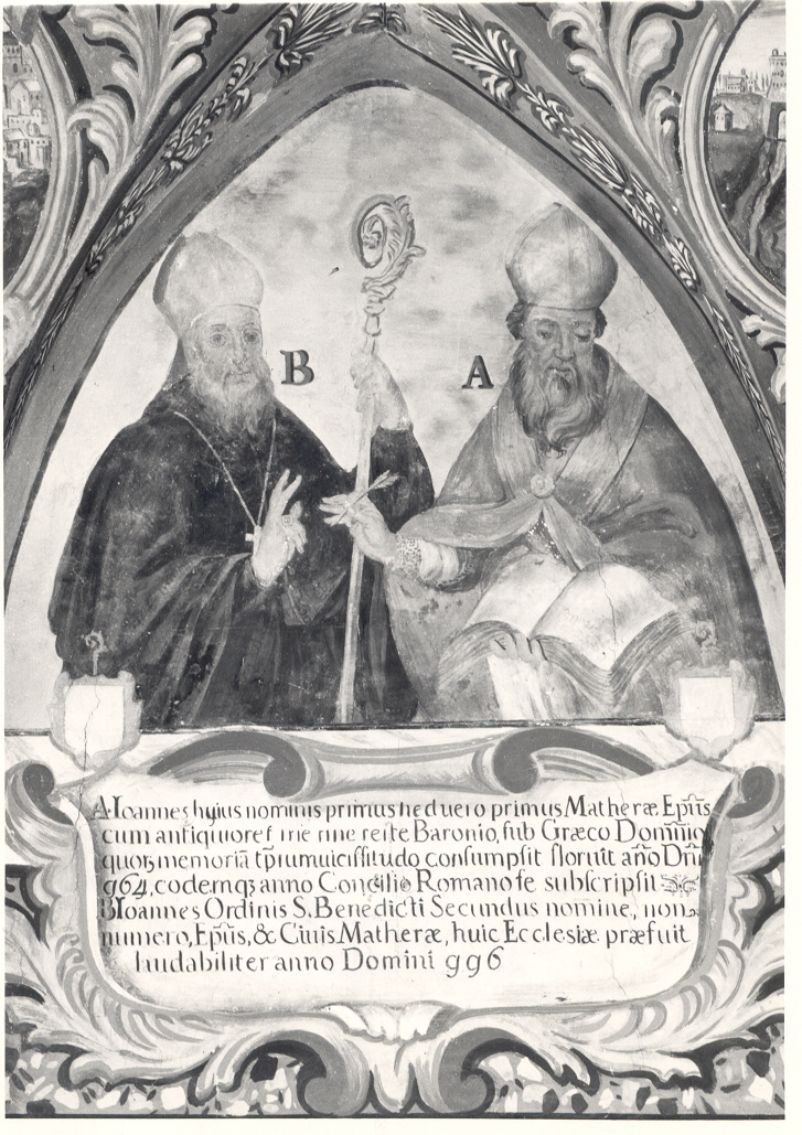 vescovi Giovanni I e Giovanni II, vescovi (dipinto, elemento d'insieme) di Palmieri Anselmo di Polla (attribuito) (sec. XVIII)