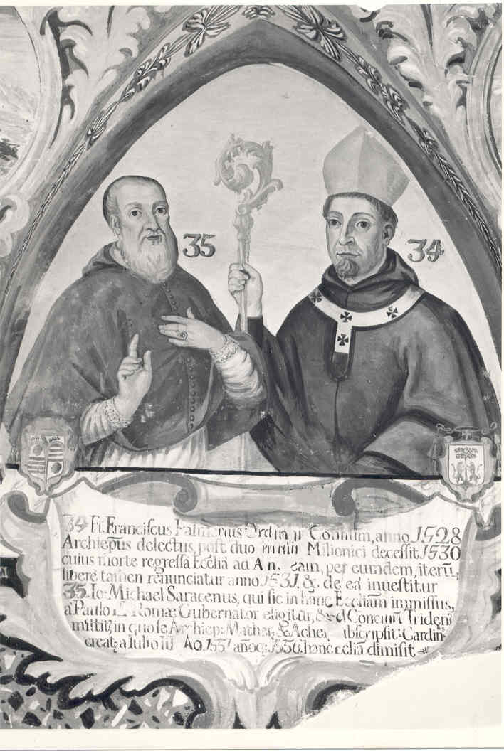 vescovi Francesco Palmeri e Giovanni Michele Saraceno, vescovi (dipinto, ciclo) di Palmieri Anselmo di Polla (attribuito) (sec. XVIII)