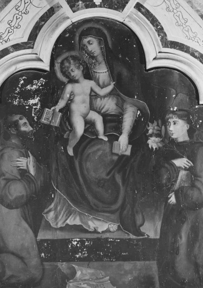 Madonna in trono e santi (dipinto) di Stabile Gerolamo (attribuito) (seconda metà sec. XVI)