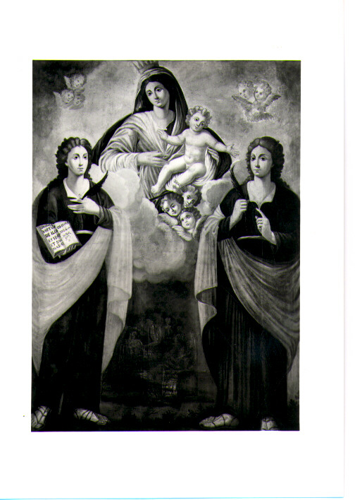 Madonna con Bambino tra Santi Cosma e Damiano (dipinto) - bottega Italia meridionale (sec. XVII)