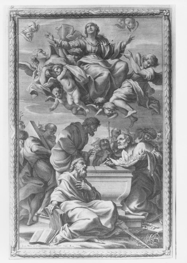 L'Assunzione della Vergine, assunzione della Madonna (stampa) di Miel Jan, Vallet Guillaume (fine sec. XVII)