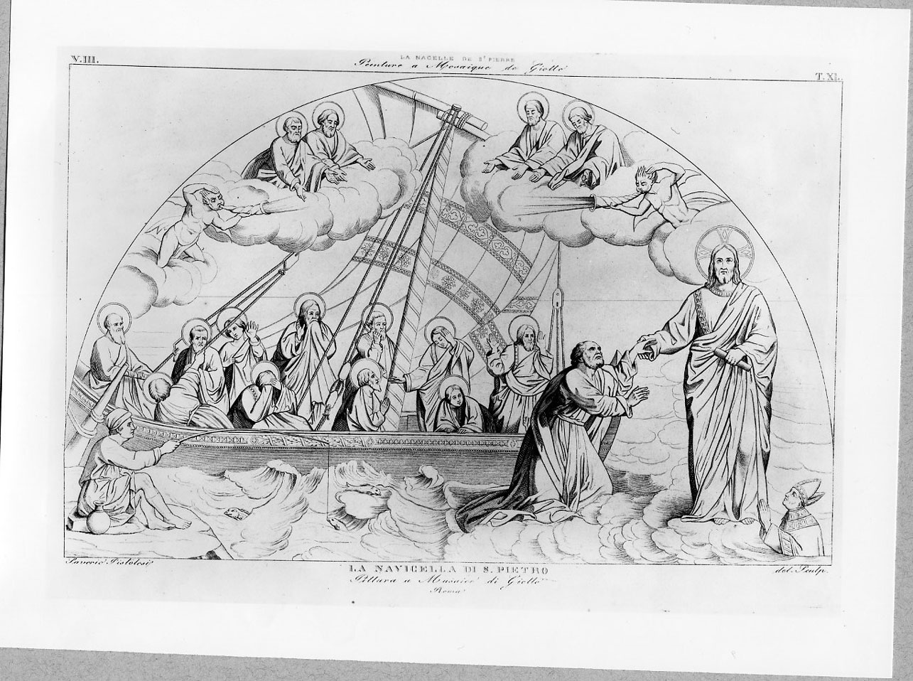 La navicella di San Pietro (stampa) di Pistolesi Saverio, Giotto di Bondone (sec. XIX)