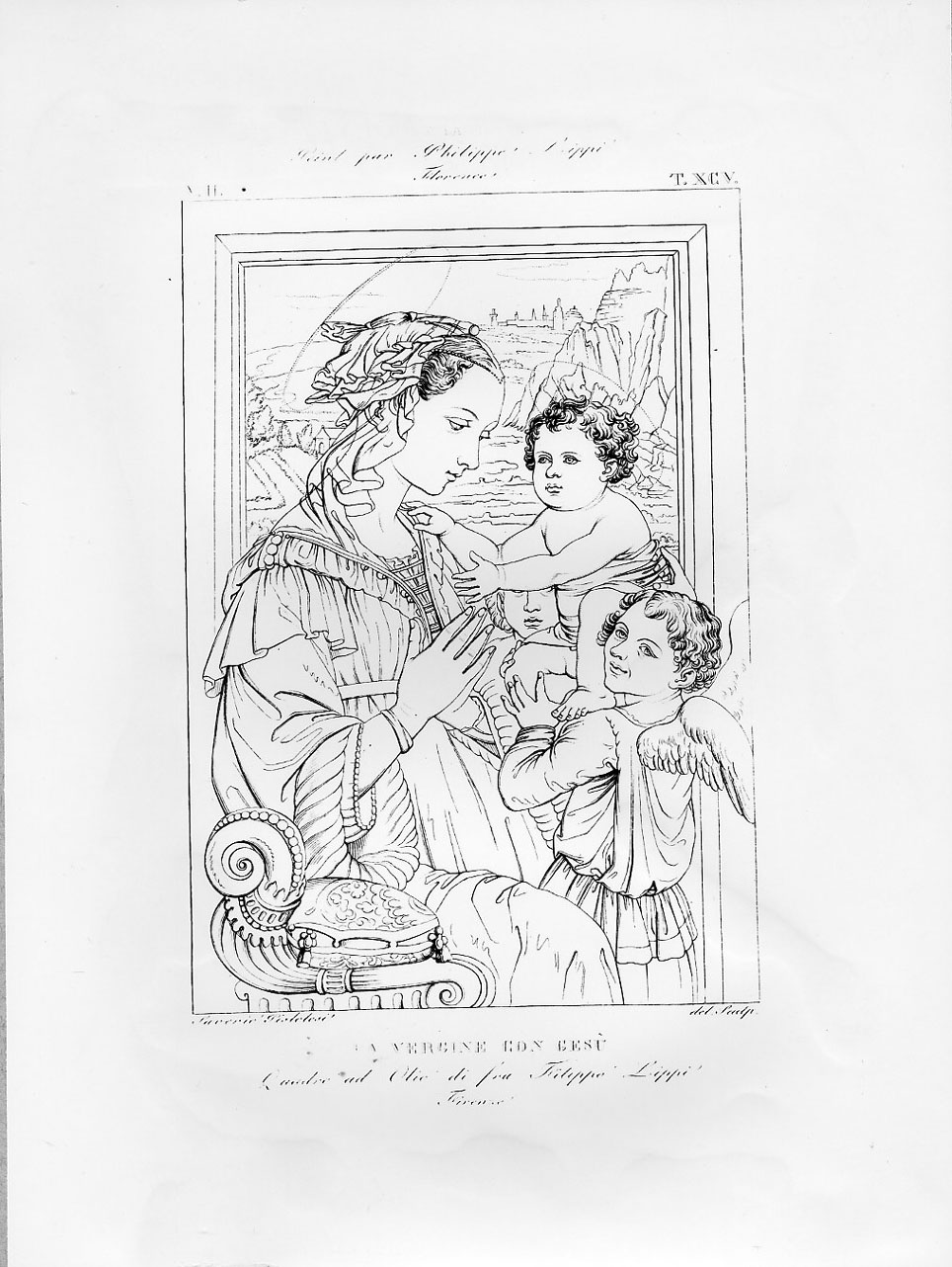 Madonna con Bambino e angeli (stampa) di Pistolesi Saverio, Lippi Filippo - ambito napoletano (sec. XIX)