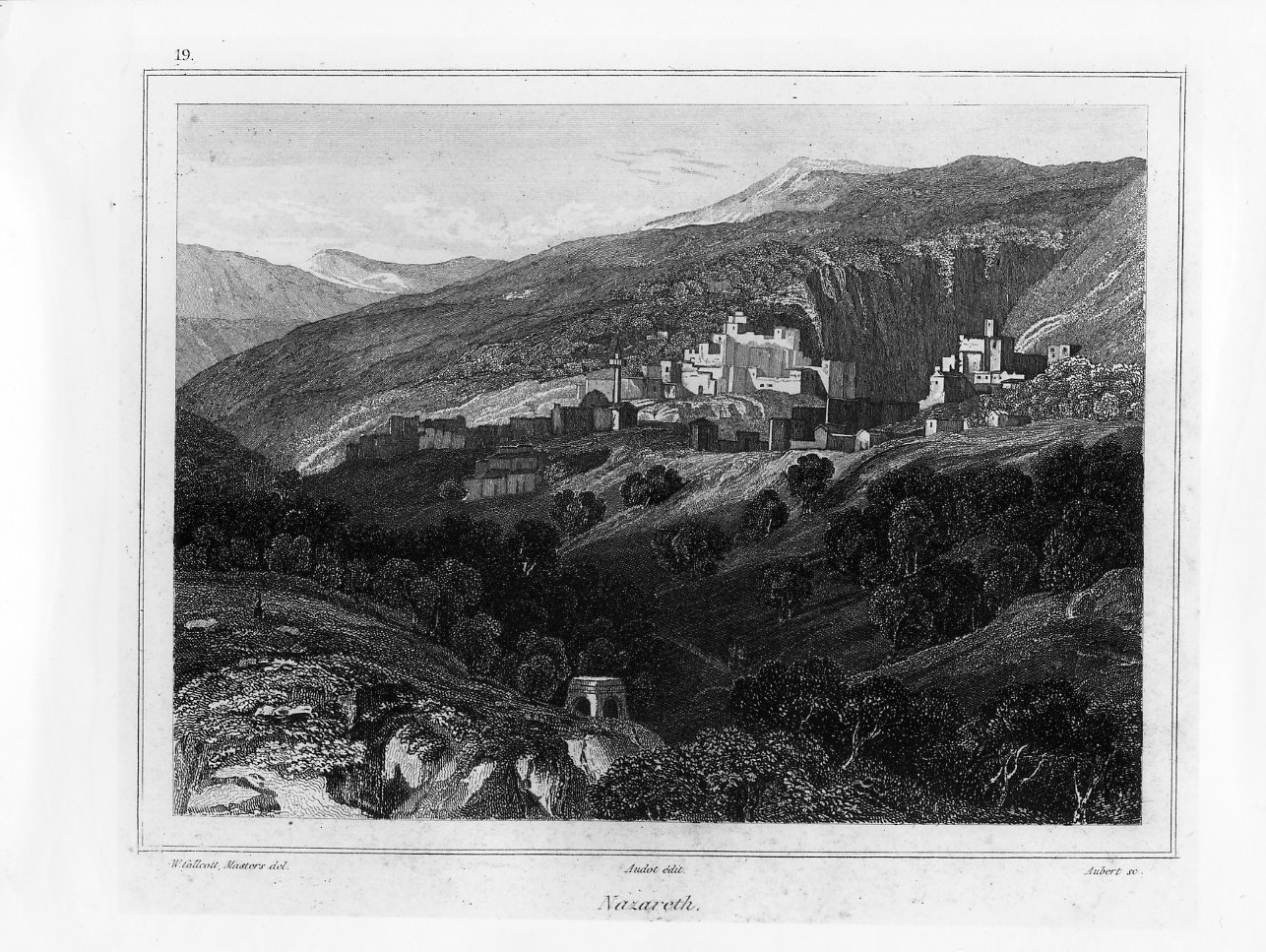 Veduta di Nazareth (stampa smarginata) di Aubert Antoine, Callcott William (metà sec. XIX)