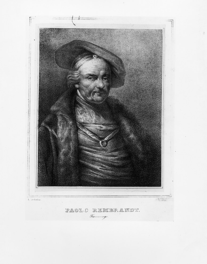 Autoritratto di Rembrandt (stampa smarginata) di De Luisa L, Van Rijn Rembrandt (sec. XIX)