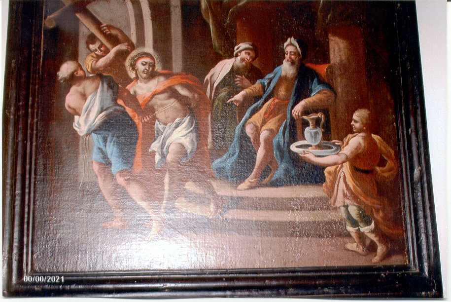 stazione I: Gesù condannato a morte (dipinto, elemento d'insieme) - ambito napoletano (seconda metà sec. XVIII)