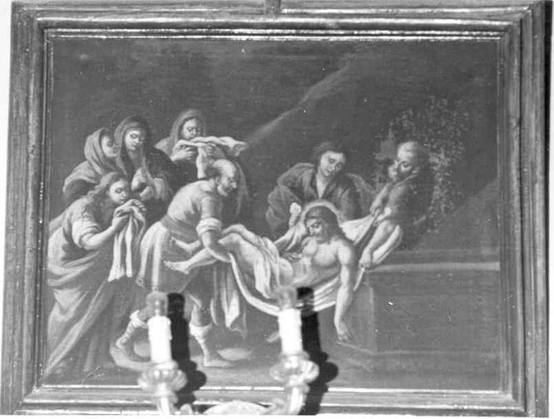 stazione XIV: Gesù deposto nel sepolcro (dipinto, elemento d'insieme) - ambito napoletano (seconda metà sec. XVIII)