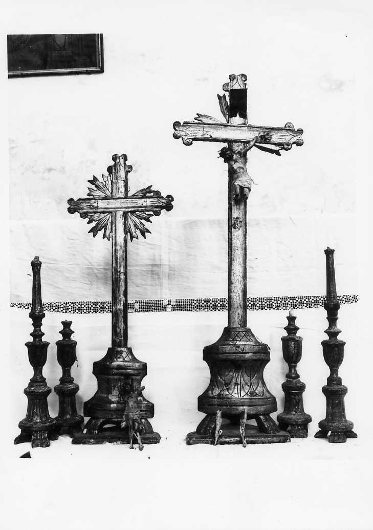 croce d'altare, coppia - bottega Italia meridionale (fine/inizio secc. XIX/ XX)