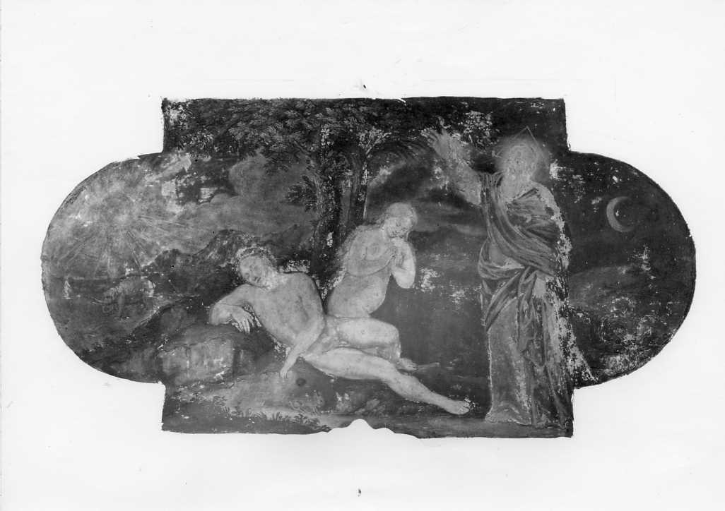 Eva sorge dal corpo di Adamo (dipinto, elemento d'insieme) - ambito Italia meridionale (secc. XVII/ XVIII)