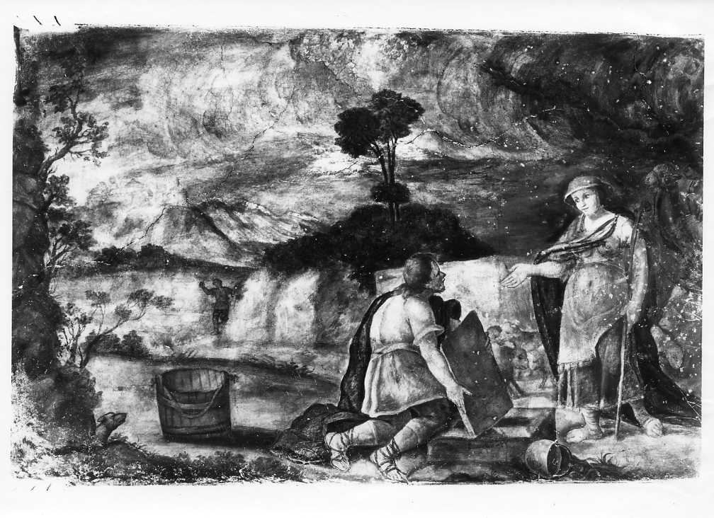Giacobbe e Rachele al pozzo (dipinto, elemento d'insieme) - ambito Italia meridionale (secc. XVII/ XVIII)
