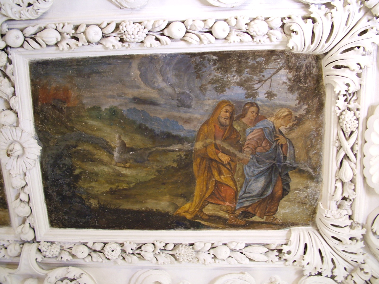 Lot e la famiglia in fuga da Sodoma (dipinto, elemento d'insieme) - ambito Italia meridionale (secc. XVII/ XVIII)