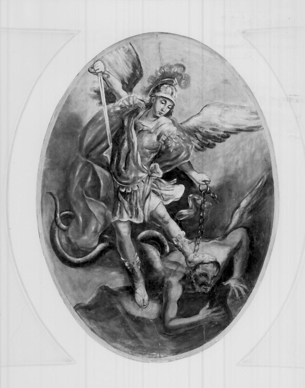 San Michele Arcangelo combatte Satana (dipinto, opera isolata) - ambito calabrese (fine sec. XIX)