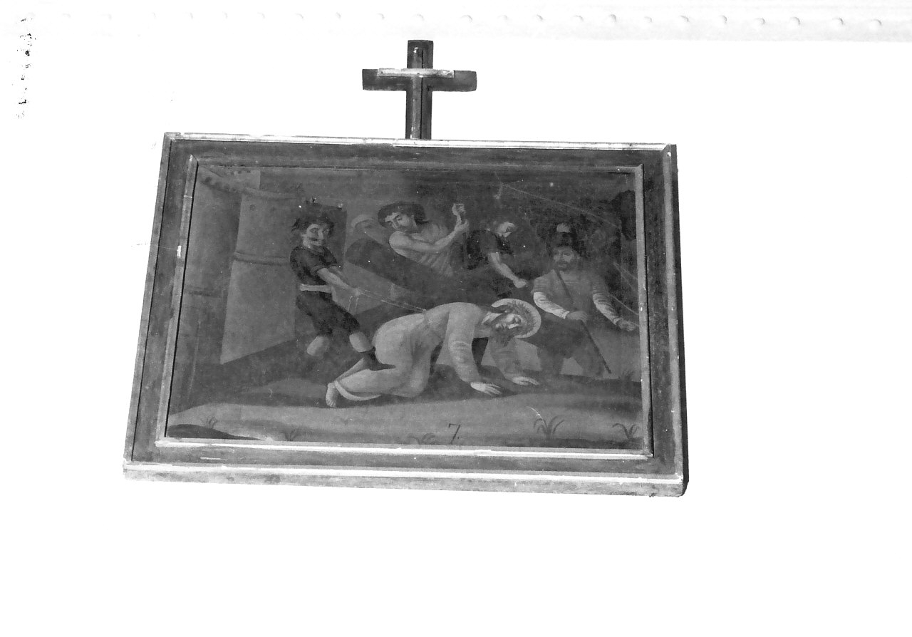 stazione III: Gesù cade sotto la croce la prima volta (dipinto, elemento d'insieme) - ambito calabrese (sec. XVIII)