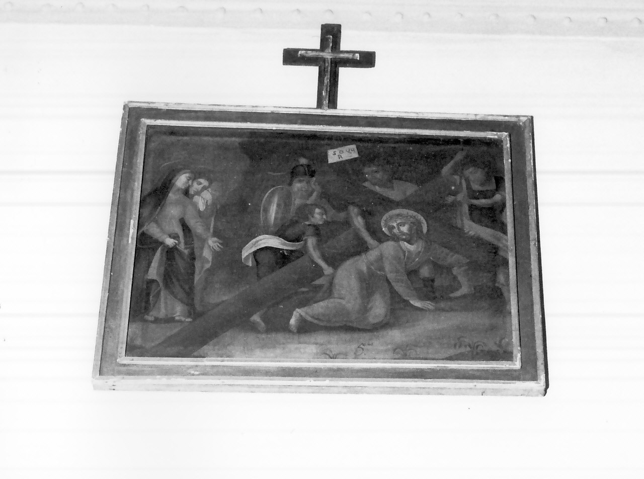 stazione V: Gesù aiutato da Simone il Cireneo a portare la croce (dipinto, elemento d'insieme) - ambito calabrese (sec. XVIII)