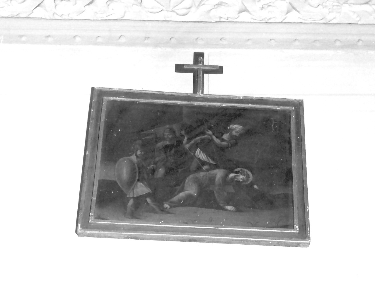stazione VII: Gesù cade sotto la croce la seconda volta (dipinto, elemento d'insieme) - ambito calabrese (sec. XVIII)