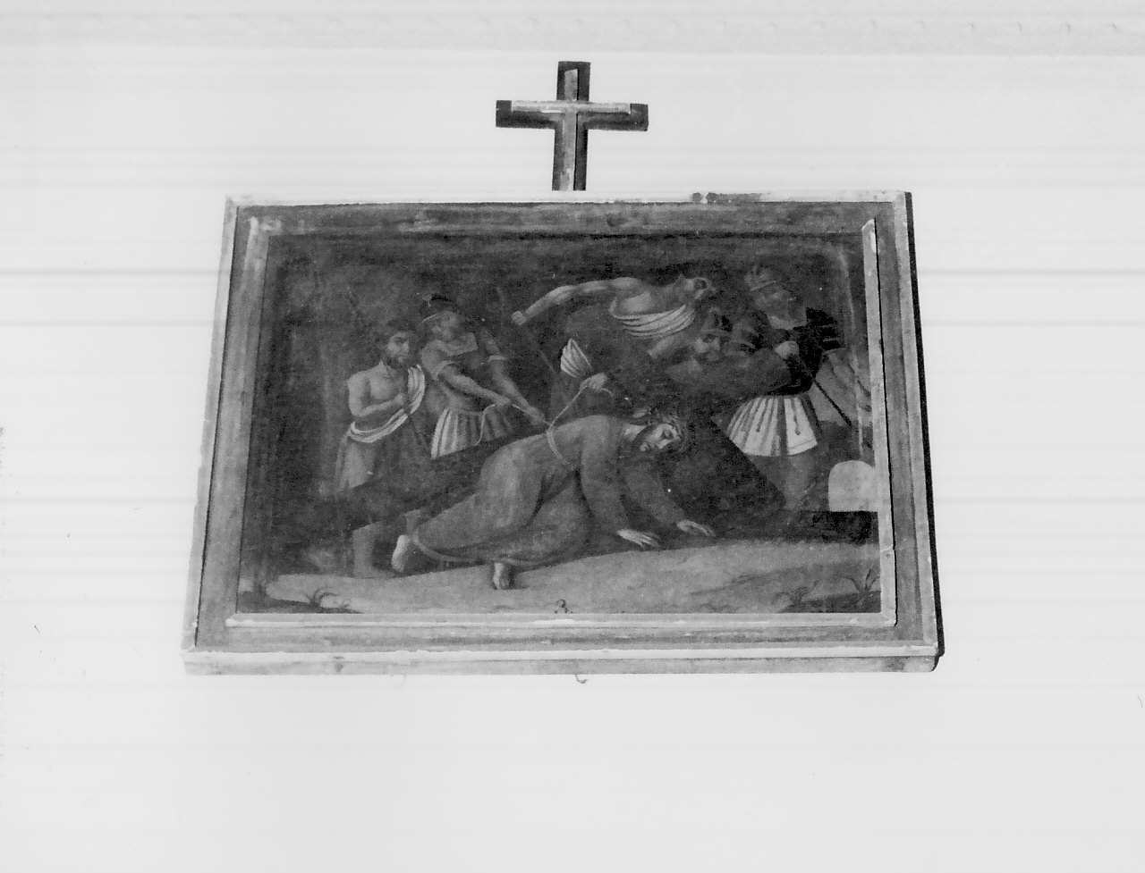 stazione IX: Gesù cade sotto la croce la terza volta (dipinto, elemento d'insieme) - ambito calabrese (sec. XVIII)