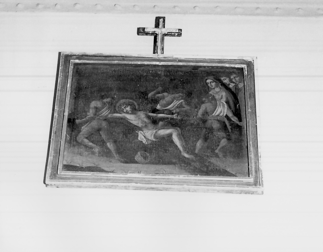 stazione XI: Gesù inchiodato alla croce (dipinto, elemento d'insieme) - ambito calabrese (sec. XVIII)