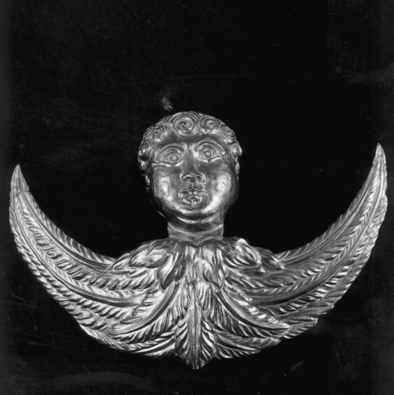 testa alata (decorazione, frammento) - bottega Italia meridionale (sec. XIX)
