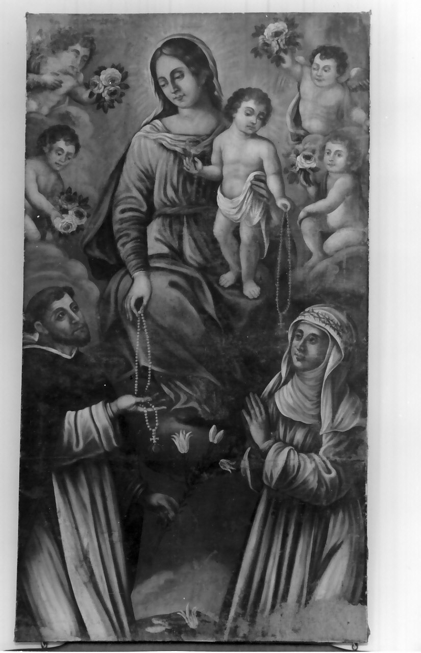 Madonna del Rosario con San Domenico e Santa Rosa da Lima (dipinto) - ambito Italia meridionale (sec. XVIII)